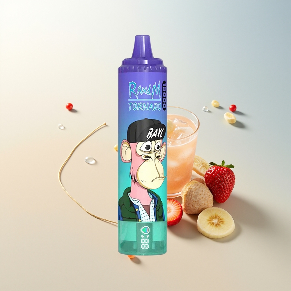 RandM Fumot Tornado 15000 Pufova Jednokratna Vape Jagoda Banana 25ml USB-C LCD
