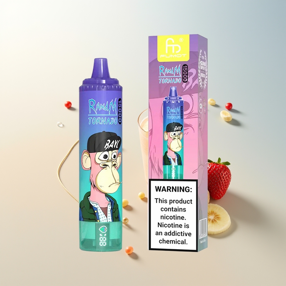 RandM Fumot Tornado 15000 Pufova Jednokratna Vape Jagoda Banana 25ml USB-C LCD
