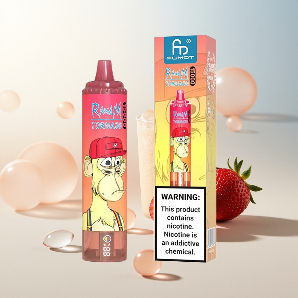 RandM Fumot Tornado 15000 Pufova Jednokratna Vape Jagoda Crveni Bik 25ml LCD