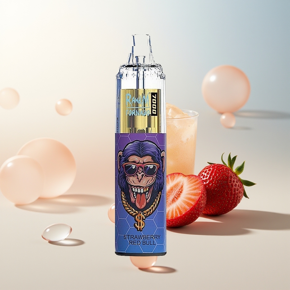 RandM Fumot Tornado 7000 Puffova Jednokratna Vape Jagoda Crveni Bik 14ML Mesh Coil