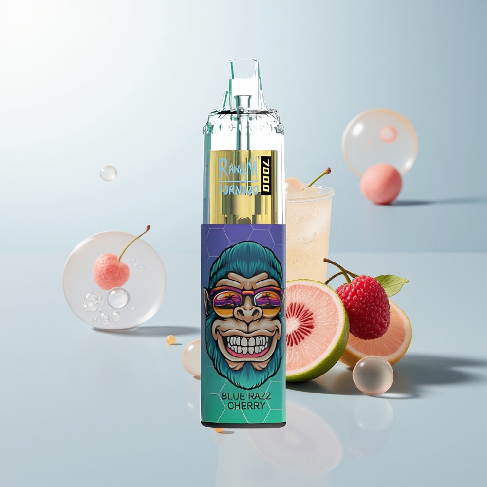 RandM Fumot Tornado 7000 Puffs Plava Malina Trešnja Mrežasta Zavojnica 14ML