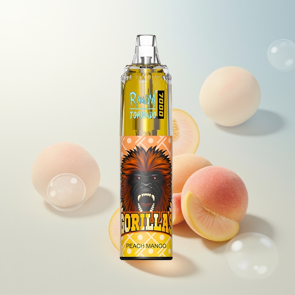 RandM Fumot Tornado 7000 Pufova Jednokratna Vape Breskva Mango 14 ML Mesh Coil