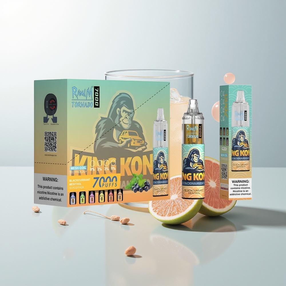 RandM Fumot Tornado 7000 Pufova Jednokratna Vape Crna Ribizla Met + 14 ML E-tekućina i Mesh Coil