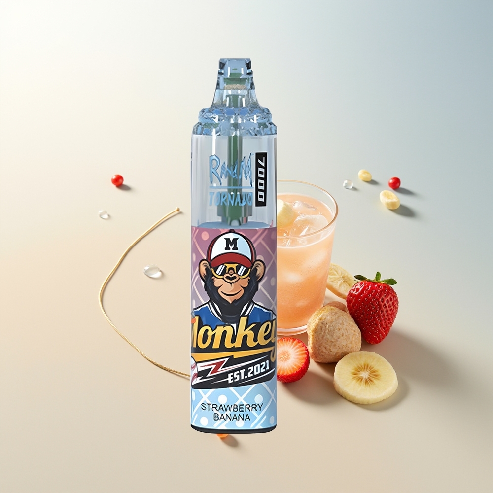 RandM Fumot Tornado 7000 Pufova Jednokratna Vape Jagoda Banana 14 ML E-tečnost RGB Svjetlo