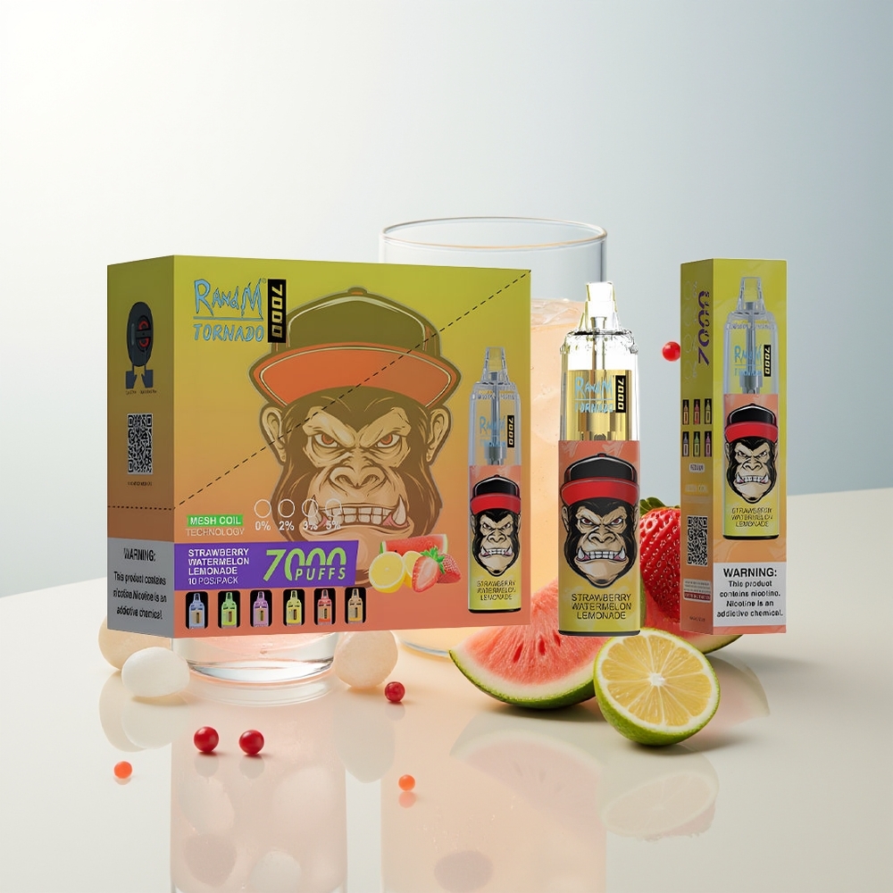 RandM Fumot Tornado 7000 Pufova Jednokratna Vape Jagoda Lubenica Limunada 14 ML Mesh Coil