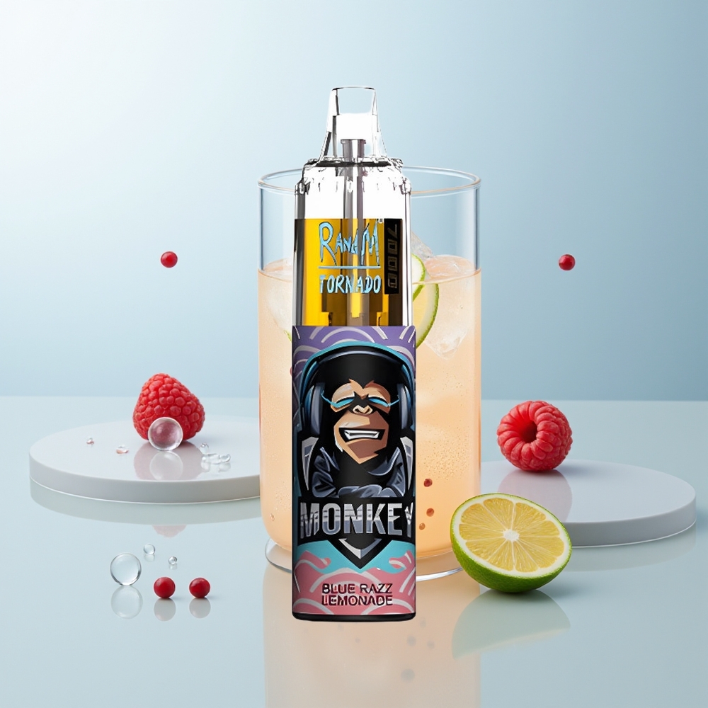 RandM Fumot Tornado 7000 Pufova Jednokratna Vape Plava Malina Limunada s 14 ML Tekućine i Mesh Coil