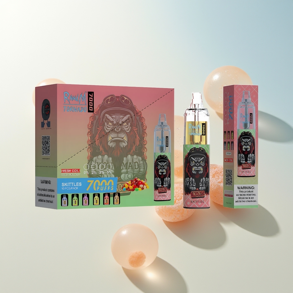 RandM Fumot Tornado 7000 Pufova Jednokratna Vape Skittles sa 14 ML Tekućine i Mesh Coil