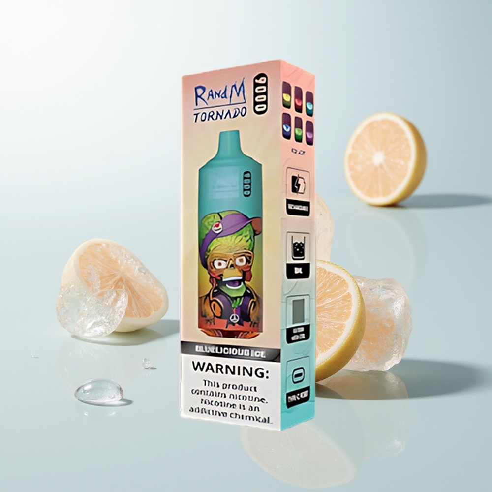 RandM Fumot Tornado 9000 Puffs Plavi Ukus Leda s RGB Display i Mesh Coil