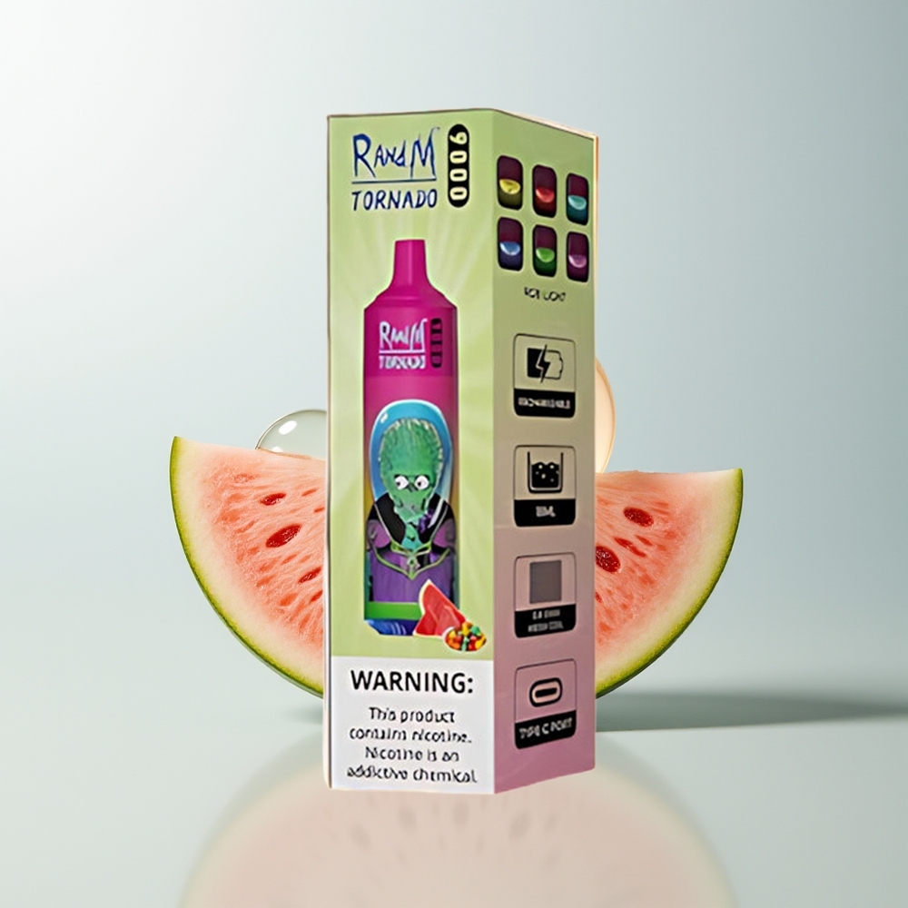 RandM Fumot Tornado 9000 Pufova Jednokratna Vape Lubenica Bubica Gumica s RGB Displayom i Mesh Coilom