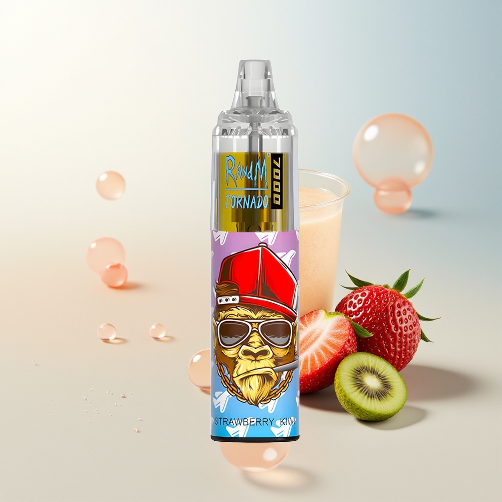 RandM Fumot Tornado 7000 Pufova Jednokratna Vape Jagoda Kivi 14 ML E-tečnost Mesh Coil